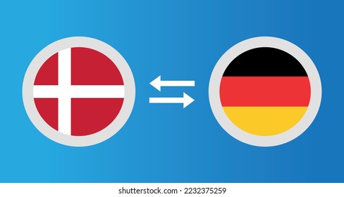 round icons with Denmark and Germany flag exchange rate concept graphic element Illustration template design
