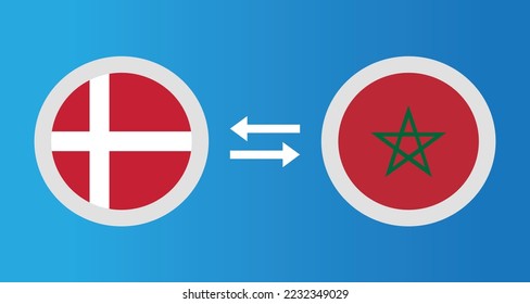 round icons with Denmark and Morocco flag exchange rate concept graphic element Illustration template design
