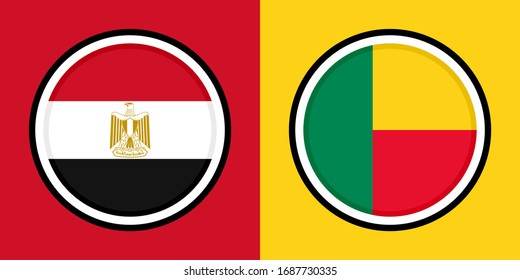 round icons, egypt and benin flag