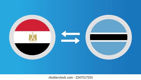 round icons with Egypt and Botswana flag exchange rate concept graphic element Illustration template design
