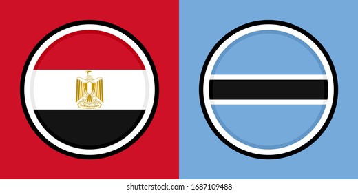 iconos redondos, banderas de Egipto y Botswana