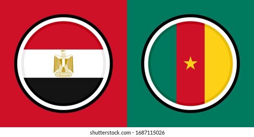 round icons, egypt and cameroon flags