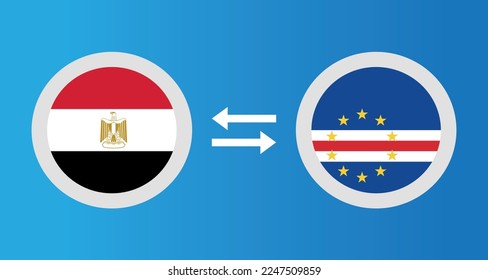 round icons with Egypt and Cape Verde flag exchange rate concept graphic element Illustration template design
