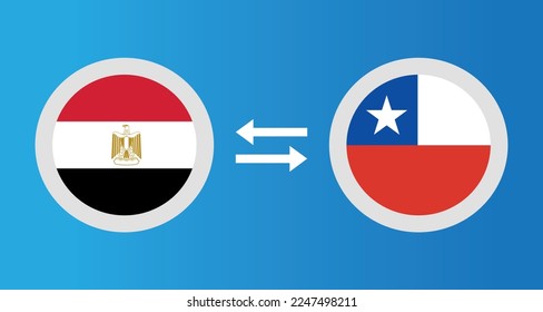 round icons with Egypt and Chile flag exchange rate concept graphic element Illustration template design
