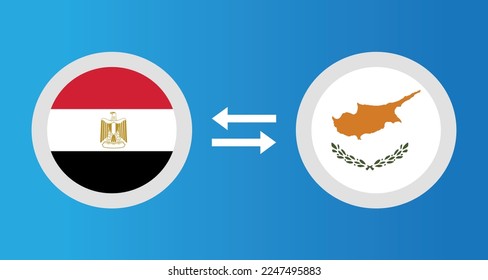 round icons with Egypt and Cyprus flag exchange rate concept graphic element Illustration template design
