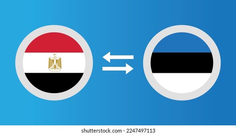 iconos redondos con el concepto de tipo de cambio de la bandera de Egipto y Estonia elemento gráfico Diseño de la plantilla de ilustración
