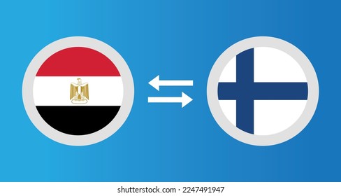 round icons with Egypt and Finland flag exchange rate concept graphic element Illustration template design
