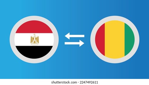 round icons with Egypt and Guinea flag exchange rate concept graphic element Illustration template design
