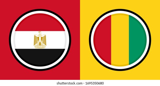 round icons, egypt and guinea flags