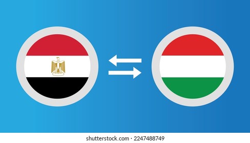 round icons with Egypt and Hungary flag exchange rate concept graphic element Illustration template design
