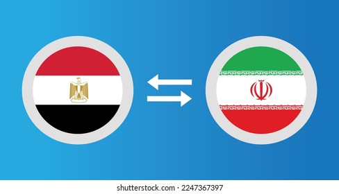 round icons with Egypt and Iran flag exchange rate concept graphic element Illustration template design
