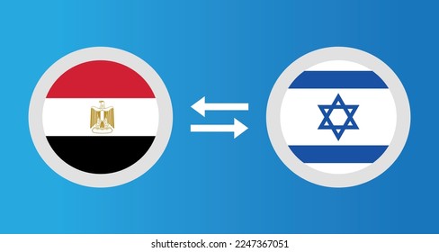 round icons with Egypt and Israel flag exchange rate concept graphic element Illustration template design
