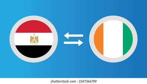 iconos redondos con Egipto y Costa de Marfil concepto de tipo de cambio elemento gráfico Ilustración diseño de plantilla

