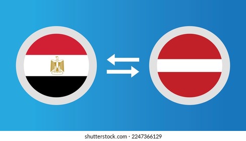 iconos redondos con el concepto de tipo de cambio de la bandera de Egipto y Letonia elemento gráfico Diseño de la plantilla de ilustración
