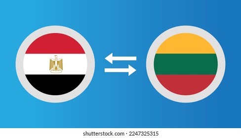 round icons with Egypt and Lithuania flag exchange rate concept graphic element Illustration template design
