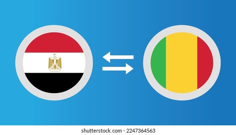 iconos redondos con el concepto de tipo de cambio de la bandera de Egipto y Malí elemento gráfico Diseño de la plantilla de ilustración
