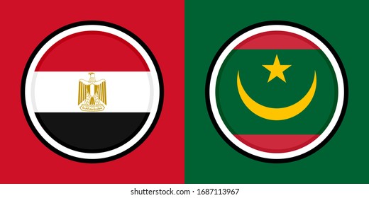 round icons, egypt and mauritania flags