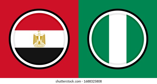 round icons, egypt and nigeria flag