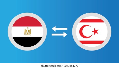 round icons with Egypt and Northern Cyprus flag exchange rate concept graphic element Illustration template design
