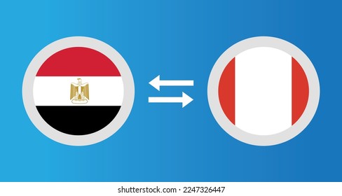 iconos redondos con el concepto de tipo de cambio de la bandera de Egipto y Perú elemento gráfico Diseño de la plantilla de ilustración
