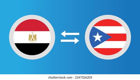 round icons with Egypt and Puerto Rico flag exchange rate concept graphic element Illustration template design
