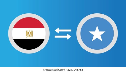 round icons with Egypt and Somalia flag exchange rate concept graphic element Illustration template design
