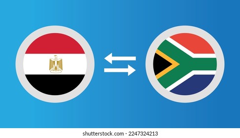 round icons with Egypt and South Africa flag exchange rate concept graphic element Illustration template design
