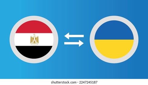 round icons with Egypt and Ukraine flag exchange rate concept graphic element Illustration template design
