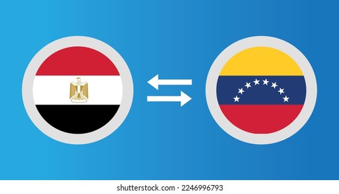 round icons with Egypt and Venezuela flag exchange rate concept graphic element Illustration template design
