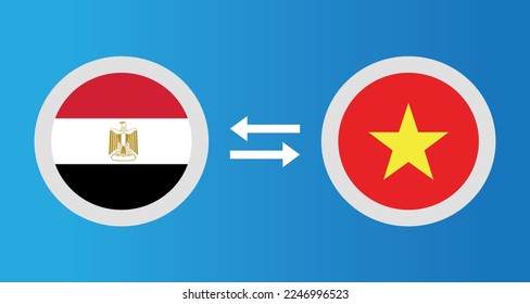 round icons with Egypt and Vietnam flag exchange rate concept graphic element Illustration template design
