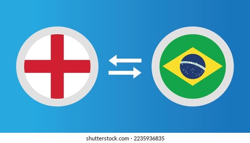 round icons with England and Brazil flag exchange rate concept graphic element Illustration template design
