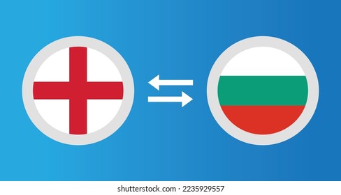 round icons with England and Bulgaria flag exchange rate concept graphic element Illustration template design
