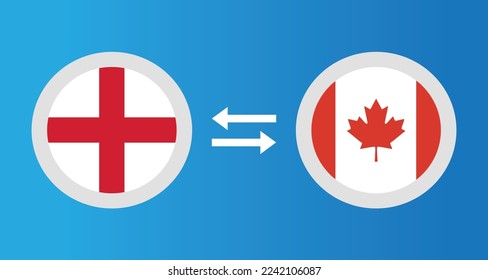 round icons with England and Canada flag exchange rate concept graphic element Illustration template design
