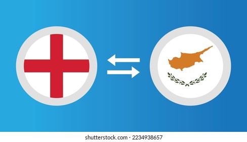 round icons with England and Cyprus flag exchange rate concept graphic element Illustration template design
