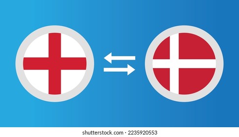 round icons with England and Denmark flag exchange rate concept graphic element Illustration template design
