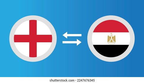round icons with England and Egypt flag exchange rate concept graphic element Illustration template design
