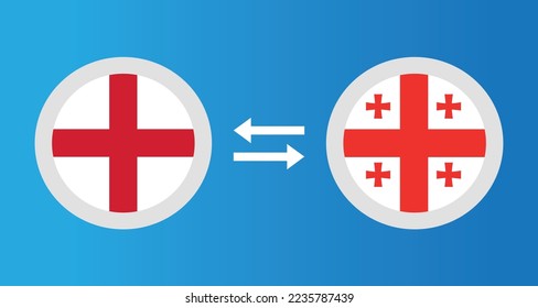 round icons with England and Georgia flag exchange rate concept graphic element Illustration template design
