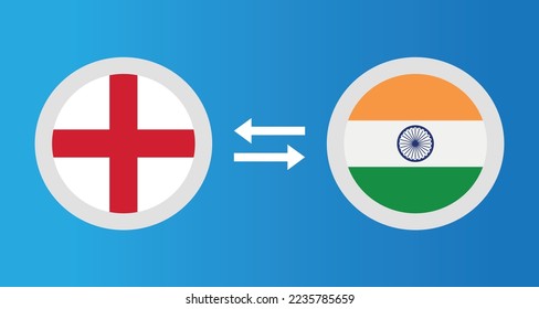 round icons with England and India flag exchange rate concept graphic element Illustration template design
