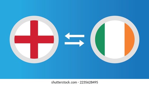 round icons with England and Ireland flag exchange rate concept graphic element Illustration template design
