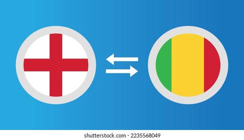 round icons with England and Mali flag exchange rate concept graphic element Illustration template design
