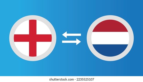 round icons with England and Netherlands flag exchange rate concept graphic element Illustration template design
