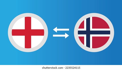 round icons with England and Norway flag exchange rate concept graphic element Illustration template design
