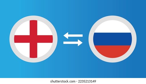 round icons with England and Russia flag exchange rate concept graphic element Illustration template design
