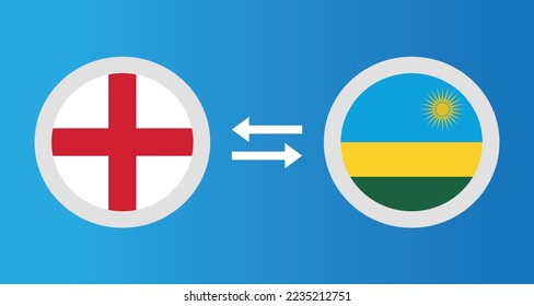 round icons with England and Rwanda flag exchange rate concept graphic element Illustration template design
