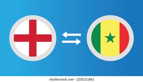 round icons with England and Senegal flag exchange rate concept graphic element Illustration template design

