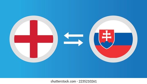 round icons with England and Slovakia flag exchange rate concept graphic element Illustration template design
