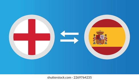 round icons with England and Spain flag exchange rate concept graphic element Illustration template design
