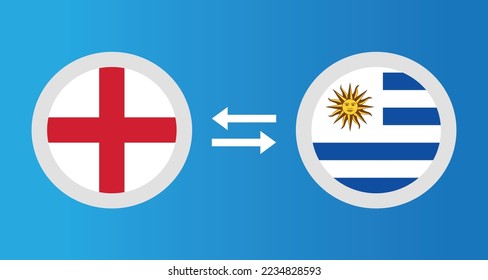 round icons with England and Uruguay flag exchange rate concept graphic element Illustration template design
