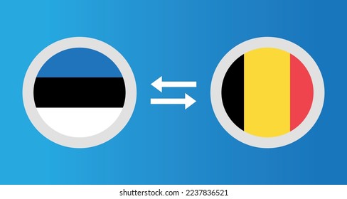 round icons with Estonia and Belgium flag exchange rate concept graphic element Illustration template design
