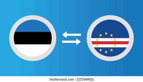 round icons with Estonia and Cape Verde flag exchange rate concept graphic element Illustration template design
